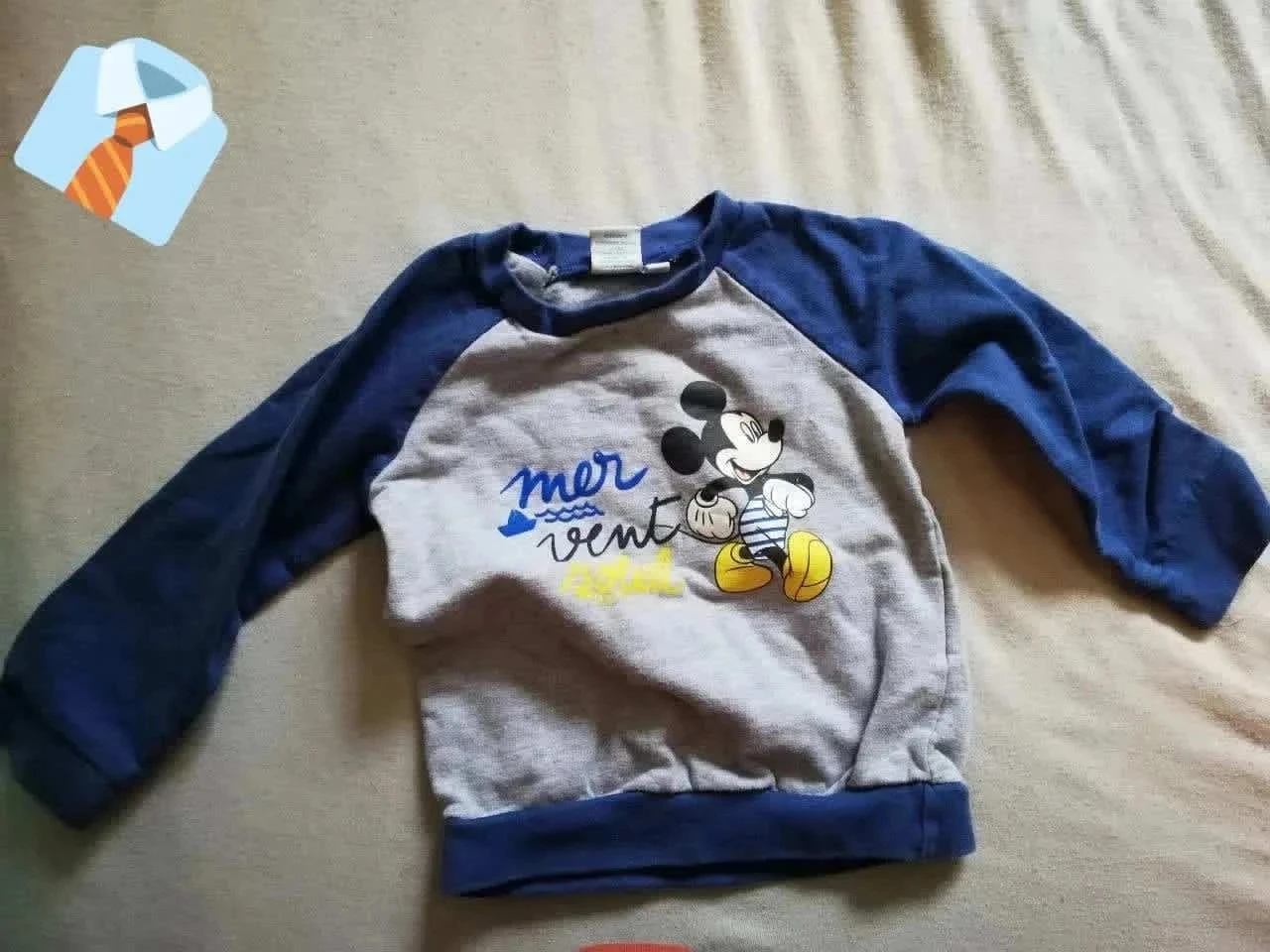 Disney Baby Sweat Bébé 18 Mois Gris Bleu Marine Mickey Bon état
